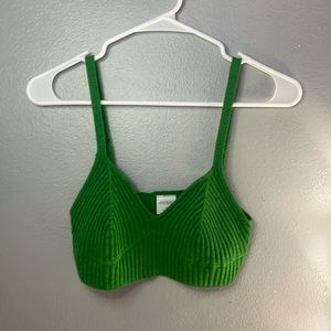 Wild Fable Womens XS Green Ribbed Cropped Sweater style Tank Top